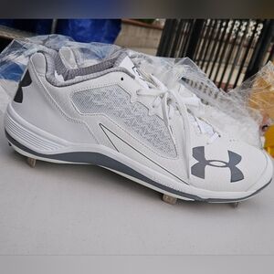 Men's Under Armour Ignite Low ST White BASEBALL cleats Sz. 14